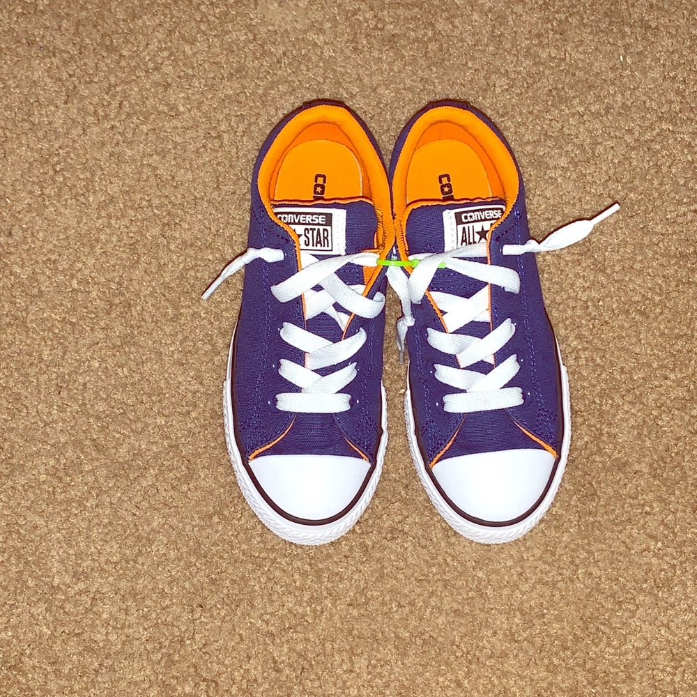 Orange and blue kids converse